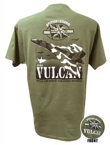 Avro Vulcan British Legend Action T-Shirt Olive Green MEDIUM